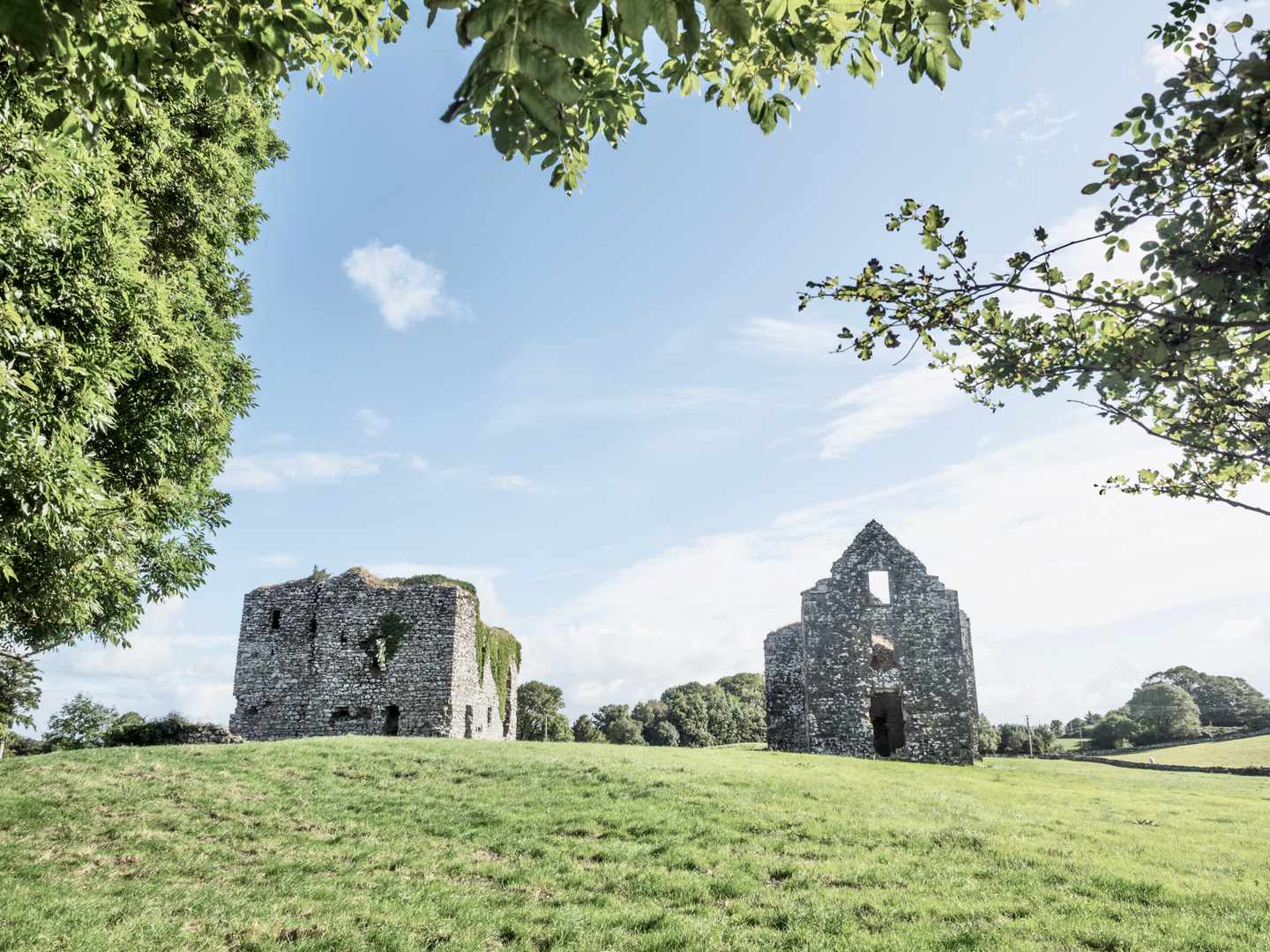 Die Ruinen von Annaghkeen in Lough Corrib in Irland