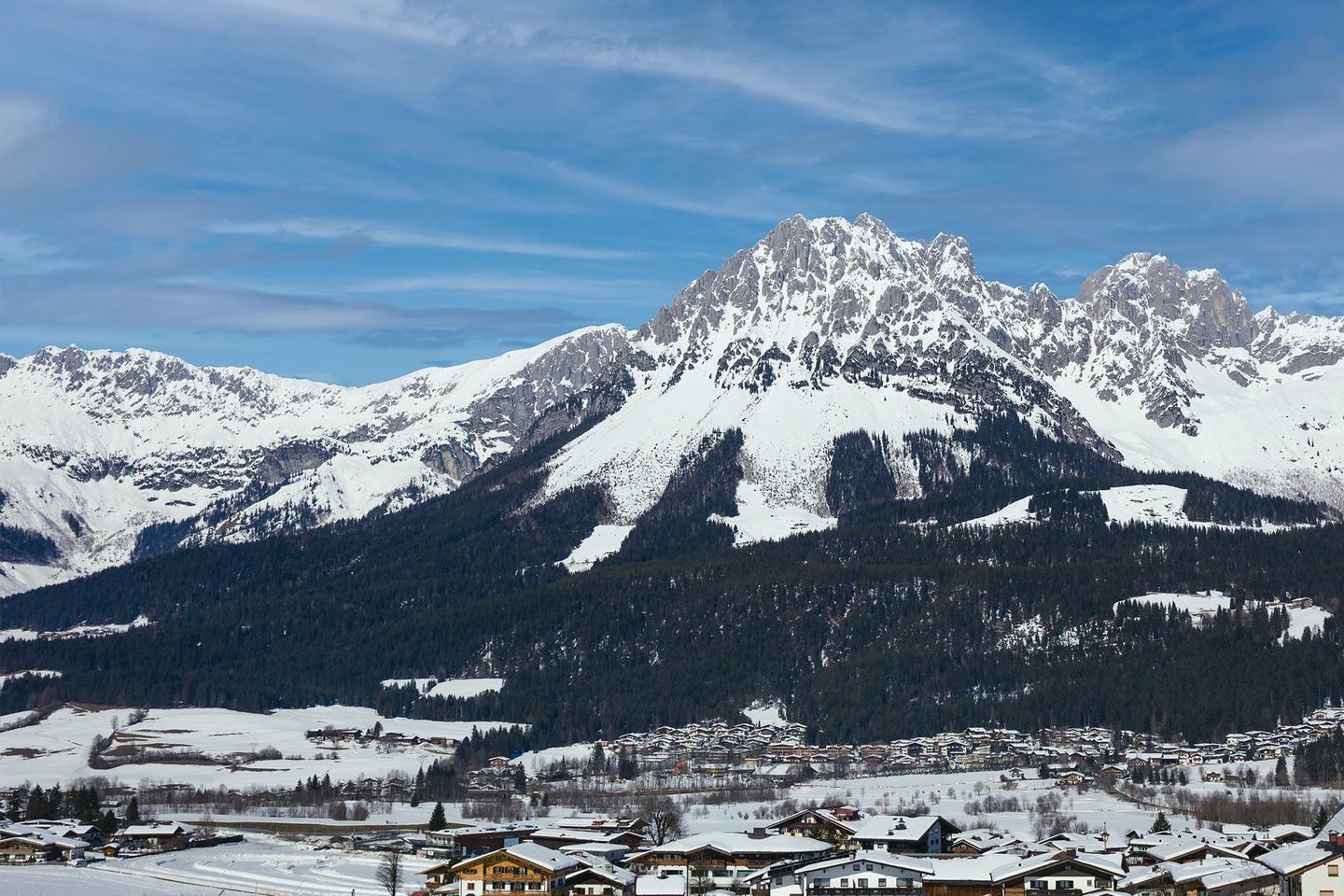 Ellmau am Fuße des Skigebiets am Wilden Kaiser