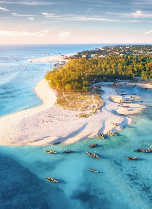 Tansania Sansibar Strand Luftaufnahme