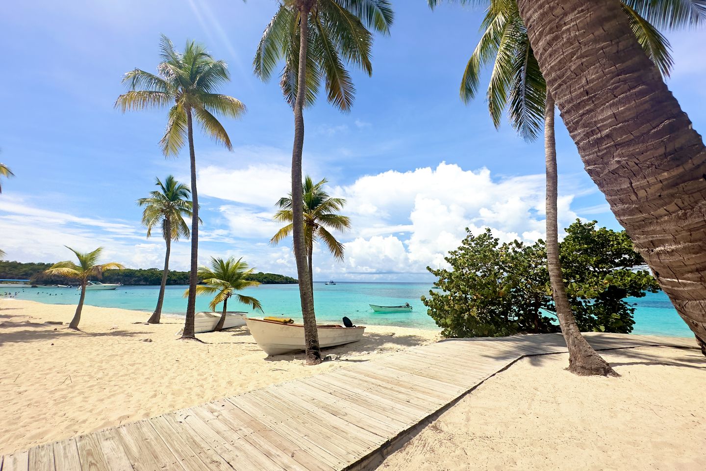 Boote am Strand von Isla Catalina