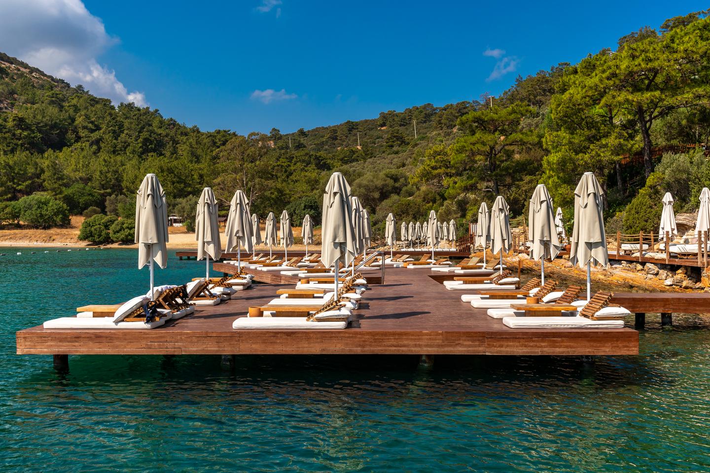 Sonnenliegen in Holiday Villas Bay in Bodrum