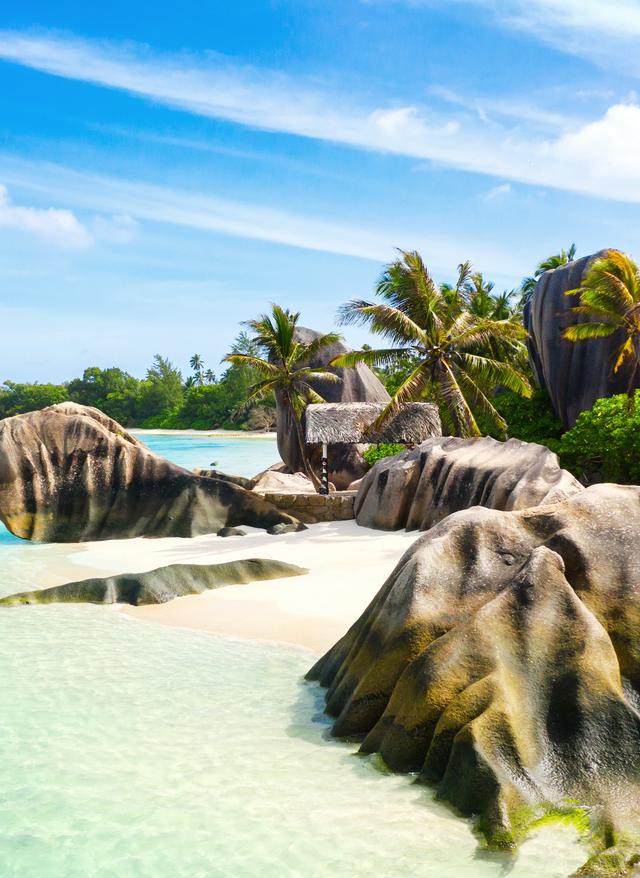 Seychellen Strand Blaues Meer Indischer Ozean