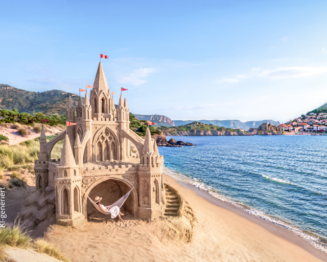 Frühbucherangebote Sandburg: Frau in Hängematte am Strand