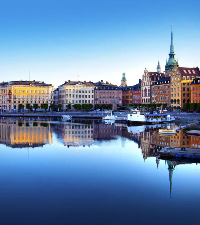 Reisekalender September. Stadtansicht von Stockholm.