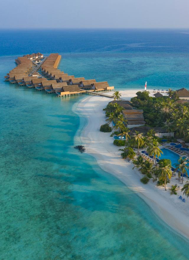 Angebote Malediven Malediven Raa Atoll Faarufushi Wasserbungalows von oben