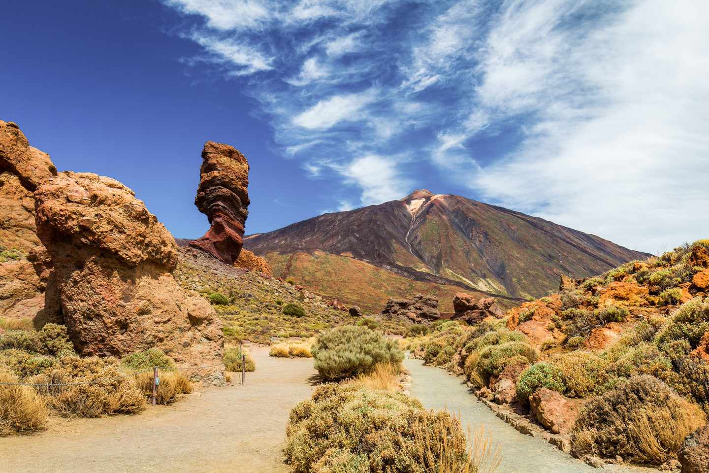 Teide Nationalpark mit Blick auf den Felsen Roque Cinchado