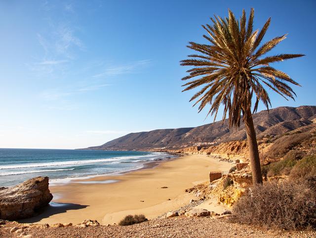 Hotel buchen Golfreisen Marokko: Strandblick auf den Strand in Agadir