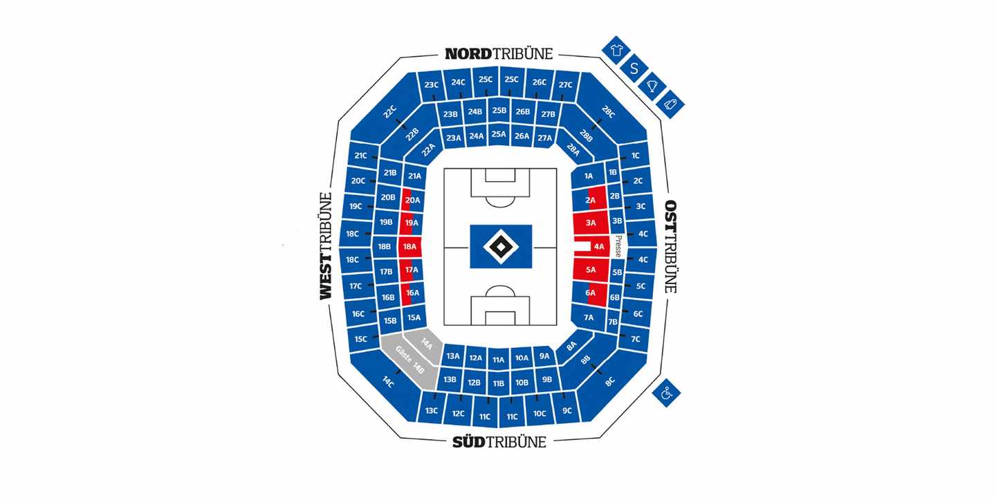 Stadionplan Hamburger SV Volksparkstadion Sitzplätze