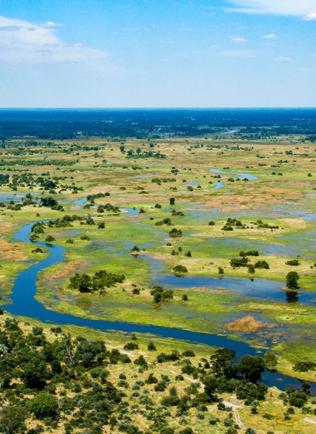 Blick auf das Okavango-Delta in Botswana