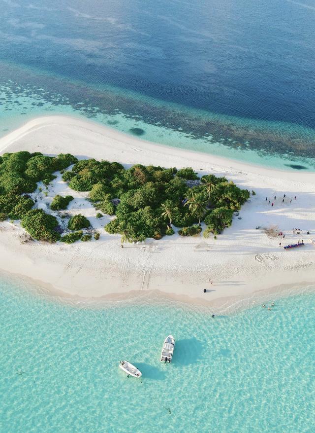 Malediven Luftaufnahme Insel Strand Meer